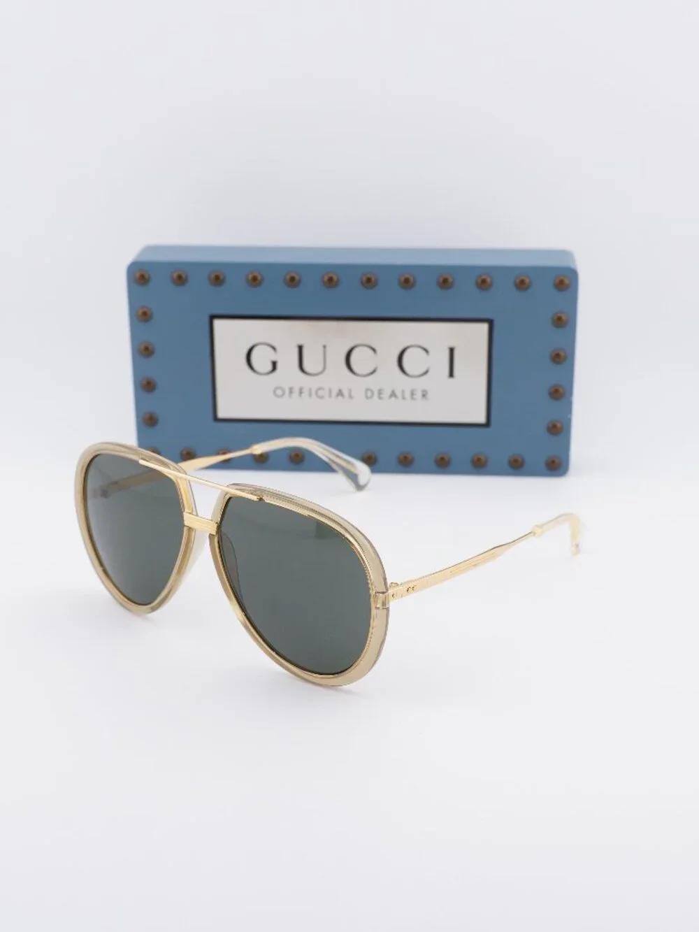Gucci GG0904S 002 Aviator Sunglasses - Gold / Grey
